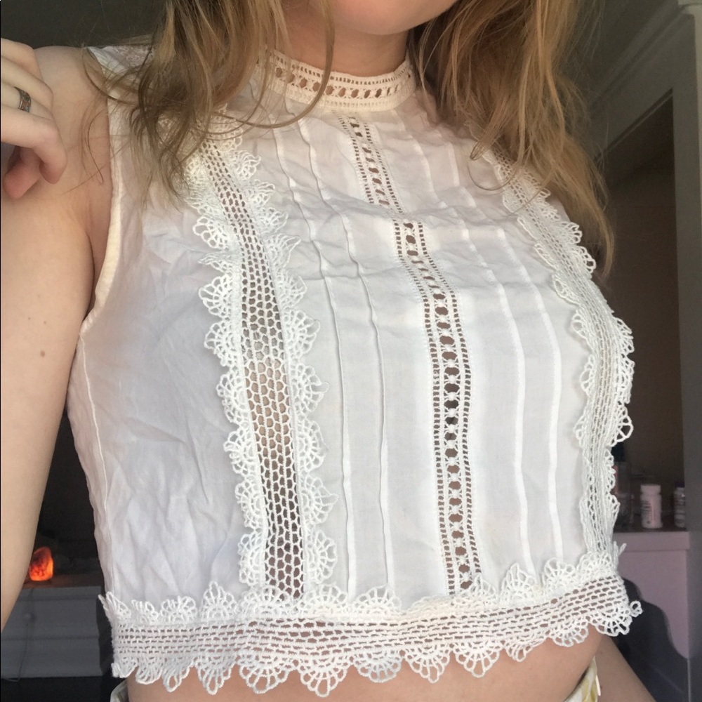White lace tank!